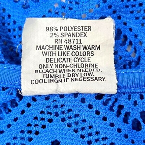 Wave Zone Blue Crochet Tie Waist V-Neck Beach Swimsuit Coverup Plus Size 1X - Picture 7 of 7